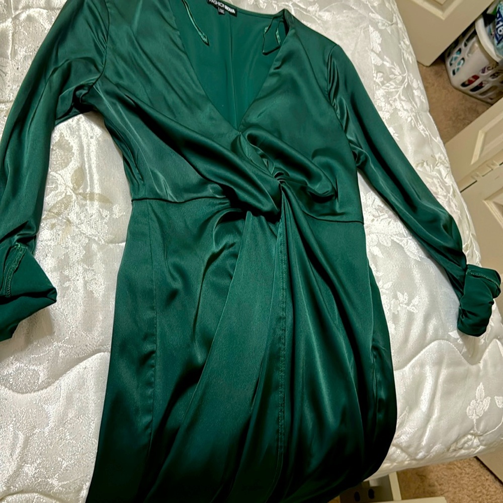 Small silk green new years dress